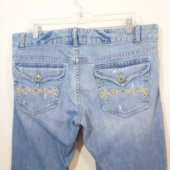 Aeropostale Hailey skinny flare midrise Cowgirl Tough flap pocket jeans 11/12 L - Picture 2 of 11